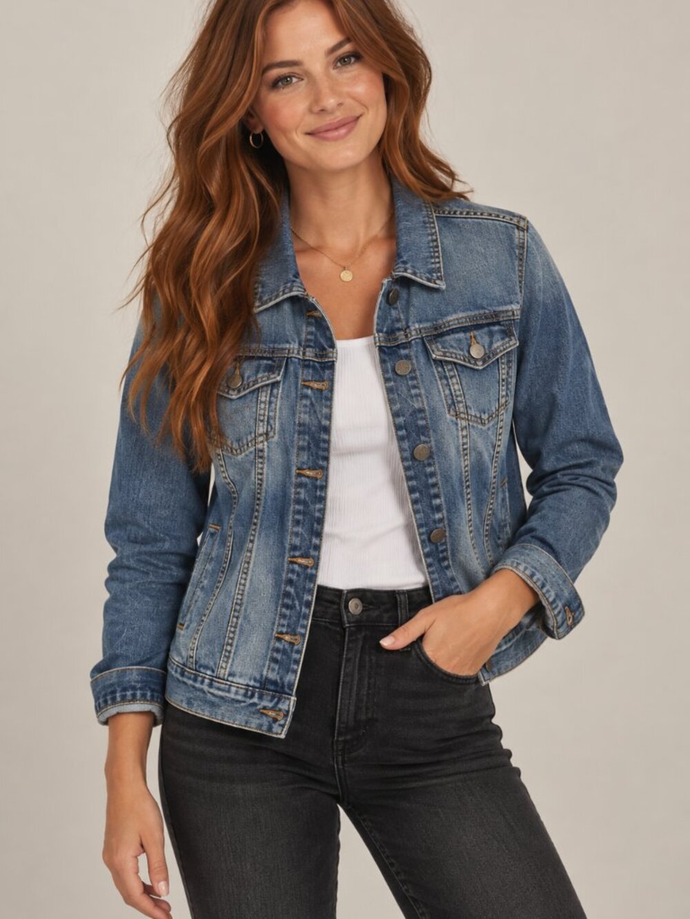 KUT From the Kloth Classic Denim Trucker Jacket Medium Wash Size M KJ0062M